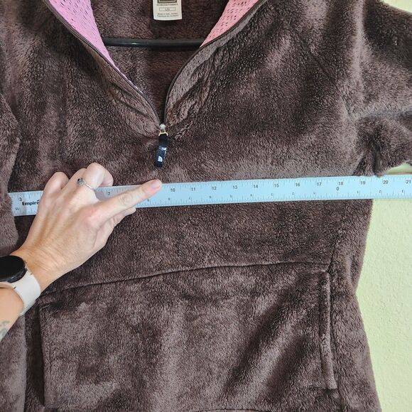 North Face Jacket Womens Large brown pink‎ 1/4 Zip Sherpa Texture Fleece Fuzzy - Picture 8 of 12